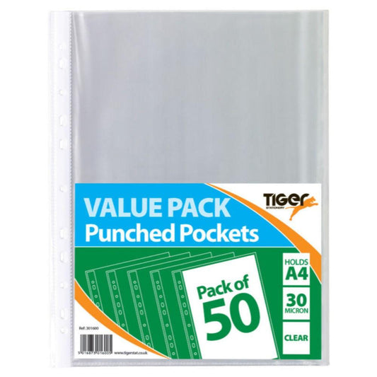 Pack of 50 A4 Value Punched Pockets